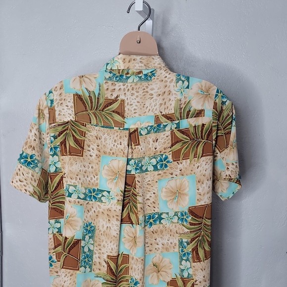 Maggie Sweet Button Down Straight Dress Beige Short Sleeve Floral Sz 1X - Picture 5 of 7